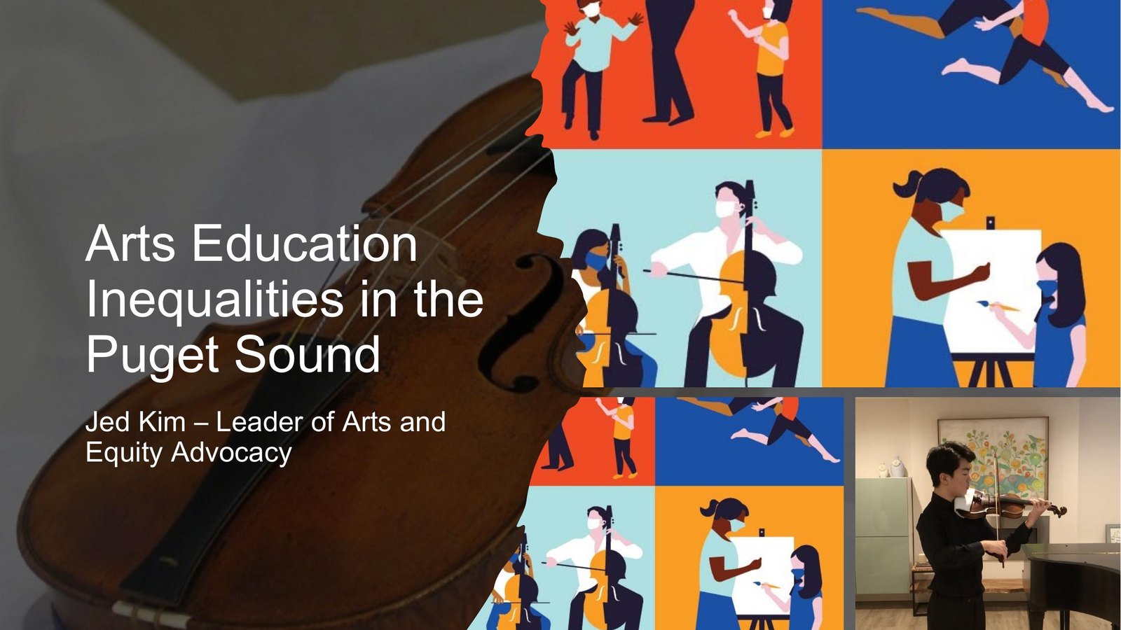 Title slide: Arts Education Inequalities in the Puget Sound, by Jed Kim